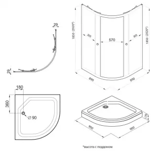 Душевой уголок Triton Альфа Щ0000051621 90x90 см профиль хром стекло прозрачное